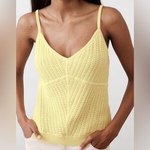 Banana Republic Strappy Patchwork Crochet Sweater Tank Lime Fizz M
